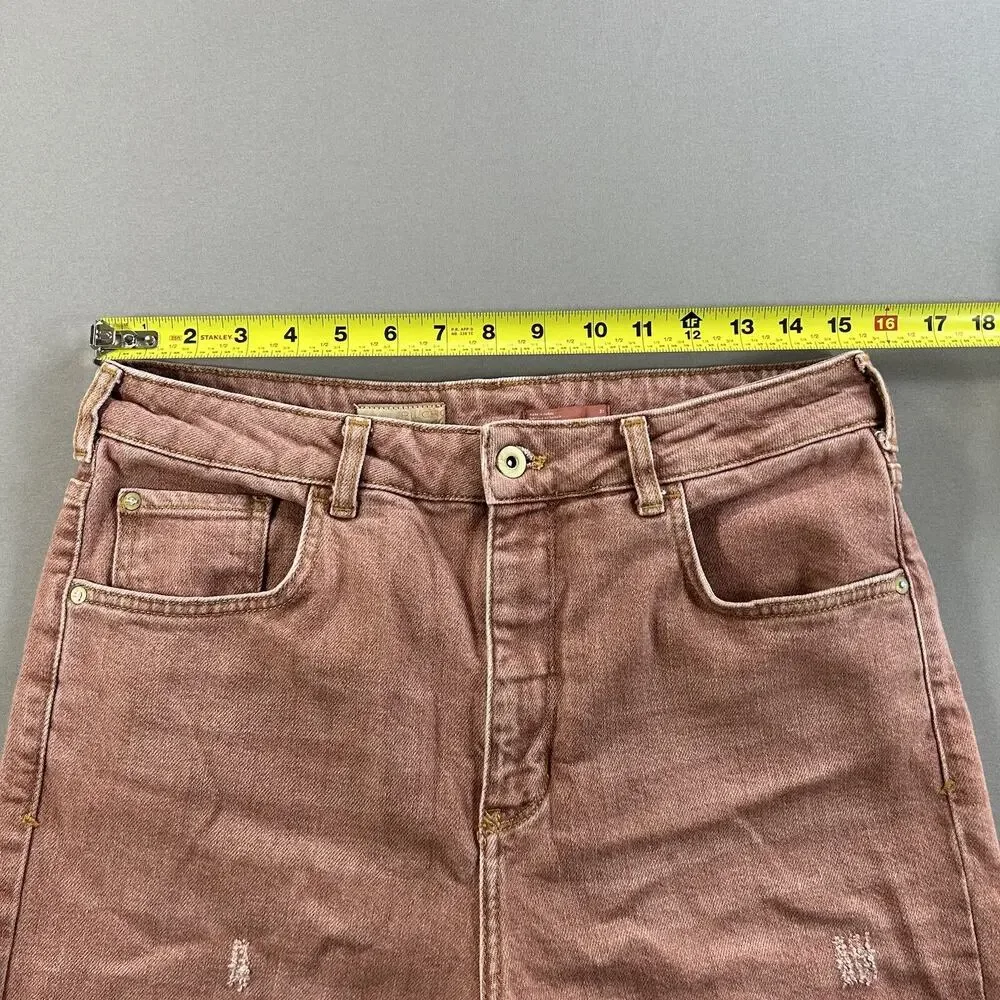 Pilcro Anthropologie Jeans Sz 31 The Vintage Straight Raw Hem High Rise Salmon - Picture 6 of 9